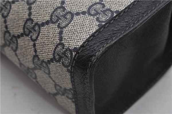 Authentic GUCCI Sherry Line Clutch Hand Bag GG PVC Leather Navy Blue Junk 0300G
