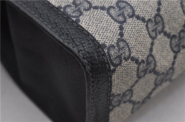 Authentic GUCCI Sherry Line Clutch Hand Bag GG PVC Leather Navy Blue Junk 0300G