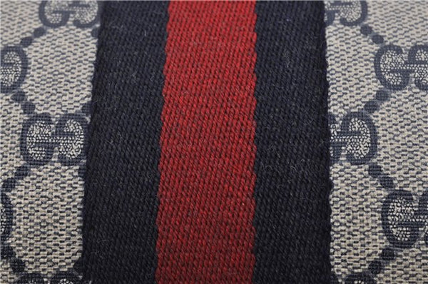 Authentic GUCCI Sherry Line Clutch Hand Bag GG PVC Leather Navy Blue Junk 0300G