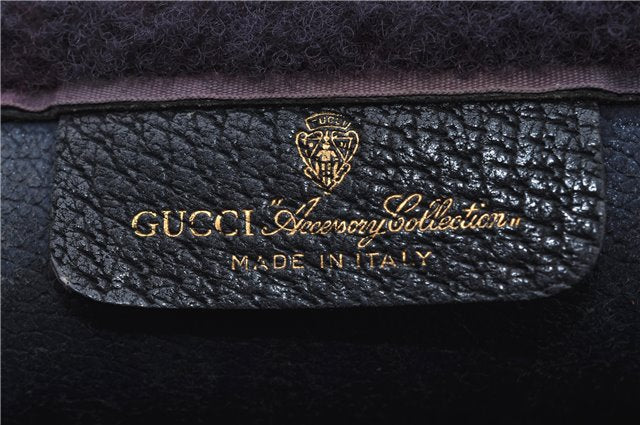 Authentic GUCCI Sherry Line Clutch Hand Bag GG PVC Leather Navy Blue Junk 0300G