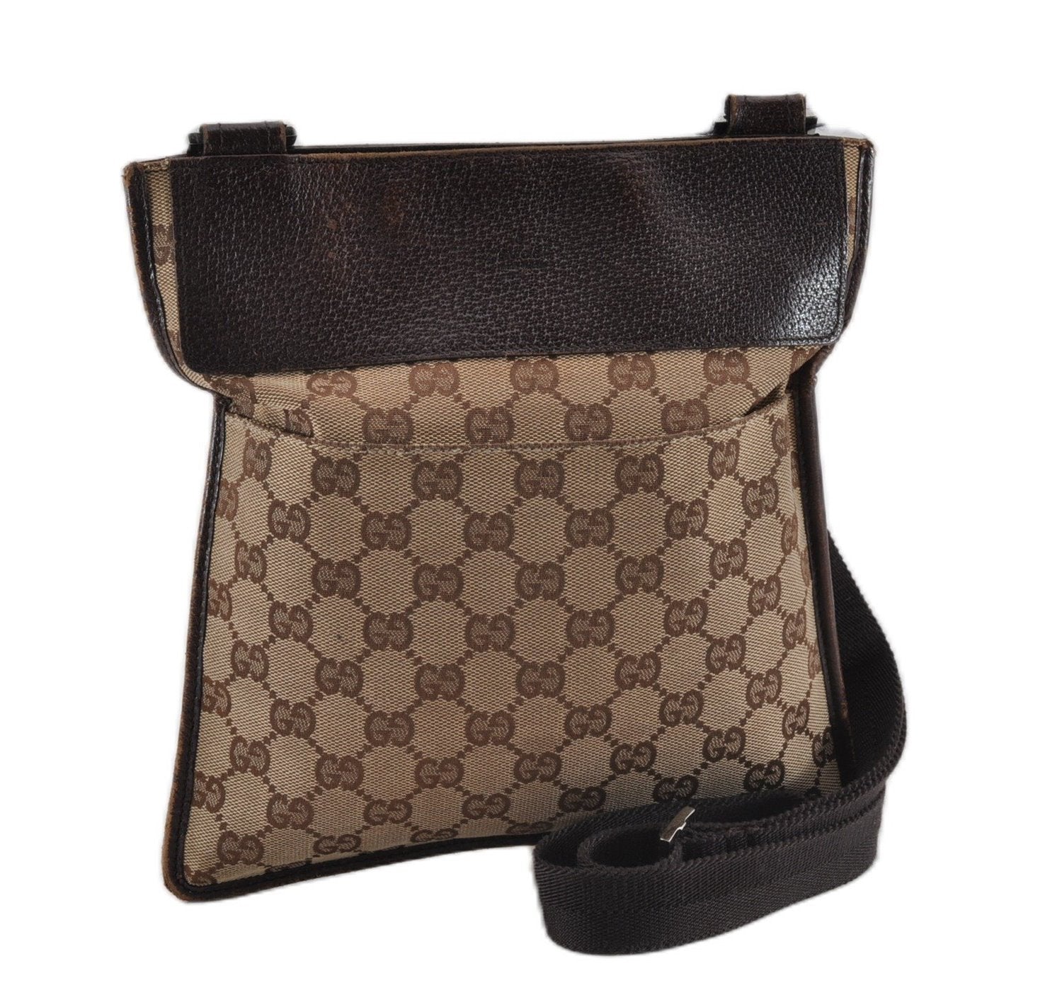 Authentic GUCCI Shoulder Cross Body Bag GG Canvas Leather 27639 Brown 0301G
