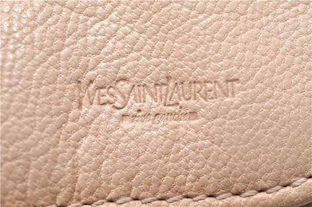 Authentic YVES SAINT LAURENT Rive Gauche Nadja Shoulder Bag Leather Beige 0302G