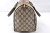 Authentic GUCCI Web Sherry Line Hand Boston Bag GG PVC Leather Brown Junk 0303G
