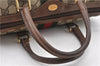 Authentic GUCCI Web Sherry Line Hand Boston Bag GG PVC Leather Brown Junk 0303G