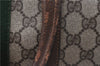 Authentic GUCCI Web Sherry Line Hand Boston Bag GG PVC Leather Brown Junk 0303G