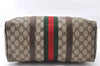 Authentic GUCCI Web Sherry Line Hand Boston Bag GG PVC Leather Brown Junk 0303G