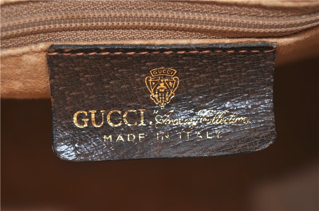 Authentic GUCCI Web Sherry Line Hand Boston Bag GG PVC Leather Brown Junk 0303G