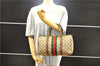 Authentic GUCCI Web Sherry Line Hand Boston Bag GG PVC Leather Brown Junk 0303G