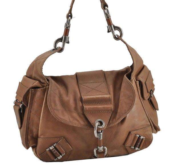 Authentic Christian Dior Vintage Shoulder Hand Bag Leather Brown CD 0304G