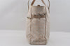 Authentic CHANEL New Travel Line Travel Tote Bag Nylon Leather Beige 0304I