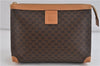 Authentic CELINE Macadam Blason Pattern Clutch Bag Purse PVC Leather Brown 0306D