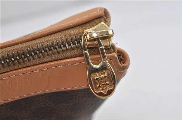 Authentic CELINE Macadam Blason Pattern Clutch Bag Purse PVC Leather Brown 0306D