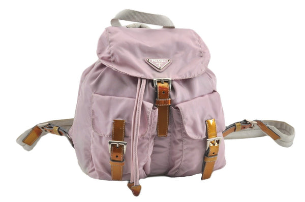 Authentic PRADA Vintage Nylon Tessuto Enamel Backpack Pink 0306G
