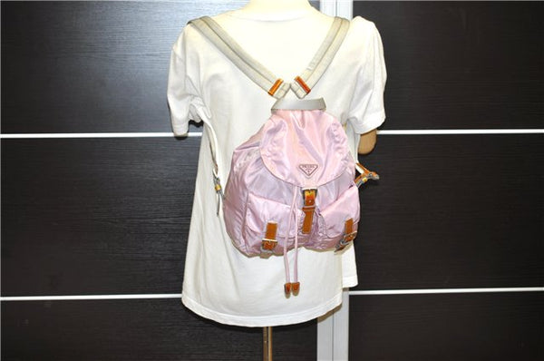 Authentic PRADA Vintage Nylon Tessuto Enamel Backpack Pink 0306G