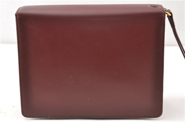 Authentic Cartier Must de Cartier Clutch Bag Purse Leather Bordeaux Red 0308G