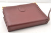 Authentic Cartier Must de Cartier Clutch Bag Purse Leather Bordeaux Red 0308G