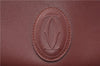 Authentic Cartier Must de Cartier Clutch Bag Purse Leather Bordeaux Red 0308G