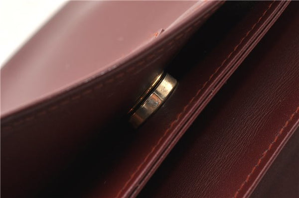 Authentic Cartier Must de Cartier Clutch Bag Purse Leather Bordeaux Red 0308G