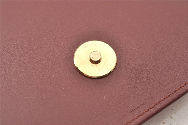 Authentic Cartier Must de Cartier Clutch Bag Purse Leather Bordeaux Red 0308G