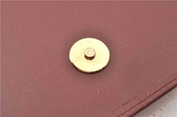 Authentic Cartier Must de Cartier Clutch Bag Purse Leather Bordeaux Red 0308G