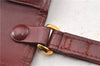 Authentic Cartier Must de Cartier Clutch Bag Purse Leather Bordeaux Red 0308G