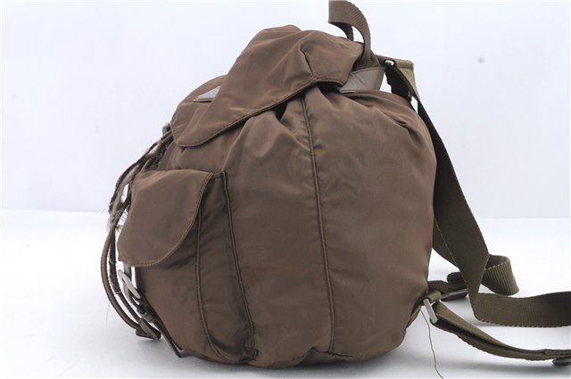 Authentic PRADA Nylon Leather Backpack Brown 0311D
