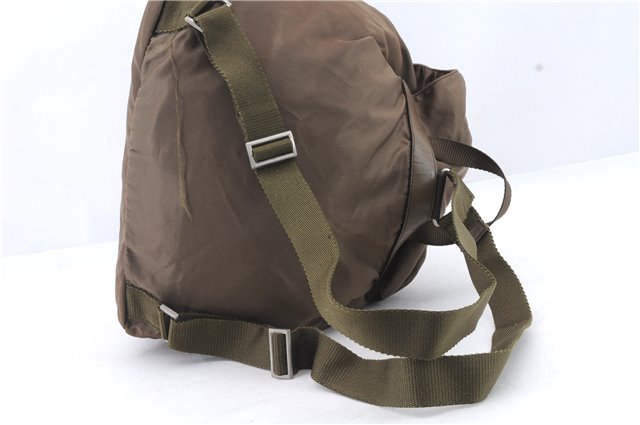 Authentic PRADA Nylon Leather Backpack Brown 0311D