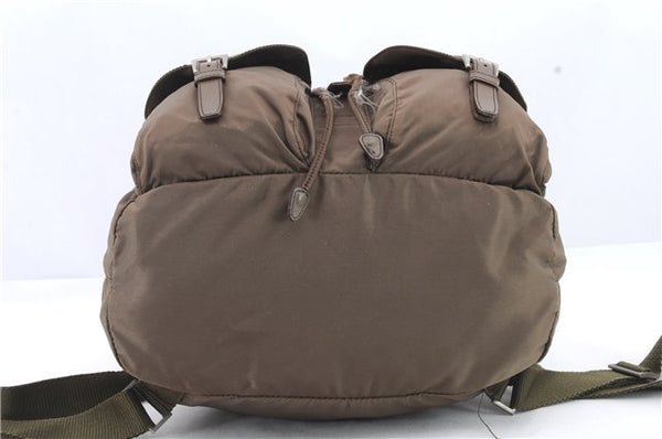 Authentic PRADA Nylon Leather Backpack Brown 0311D