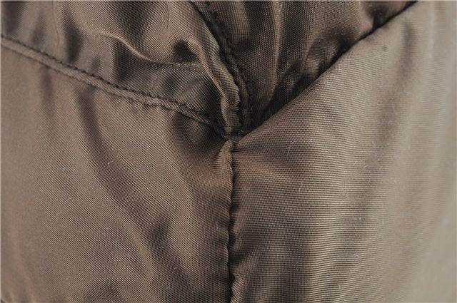 Authentic PRADA Nylon Leather Backpack Brown 0311D