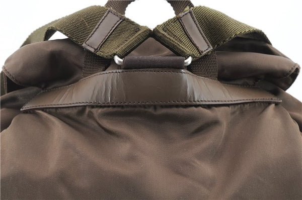 Authentic PRADA Nylon Leather Backpack Brown 0311D