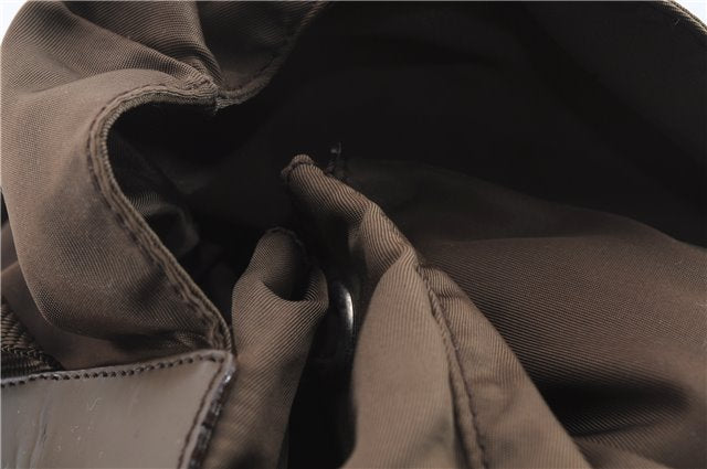 Authentic PRADA Nylon Leather Backpack Brown 0311D