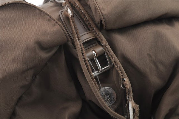 Authentic PRADA Nylon Leather Backpack Brown 0311D