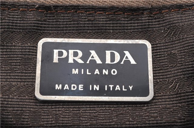 Authentic PRADA Nylon Leather Backpack Brown 0311D