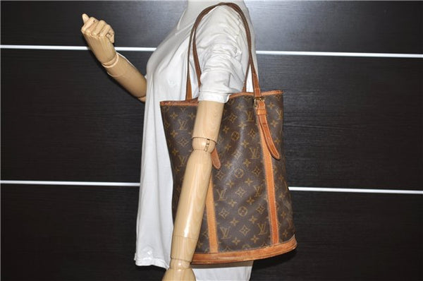 Authentic Louis Vuitton Monogram Bucket GM Shoulder Tote Bag Junk 0311G