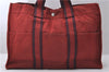 Authentic HERMES Fourre Tout MM Hand Tote Bag Canvas Red 0312D