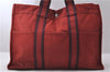 Authentic HERMES Fourre Tout MM Hand Tote Bag Canvas Red 0312D