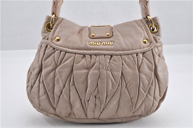 Authentic MIU MIU Vintage Leather Shoulder Hand Bag Purse Pink Beige 0313G