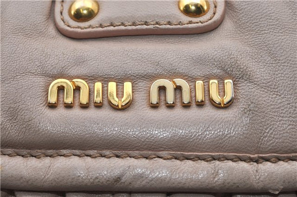 Authentic MIU MIU Vintage Leather Shoulder Hand Bag Purse Pink Beige 0313G