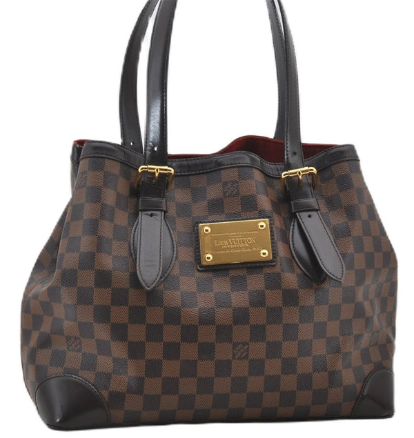 Authentic Louis Vuitton Damier Hampstead MM Shoulder Tote Bag N51204 LV 0314F