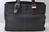 Authentic Burberrys Vintage Leather Hand Bag Purse Black 0318D