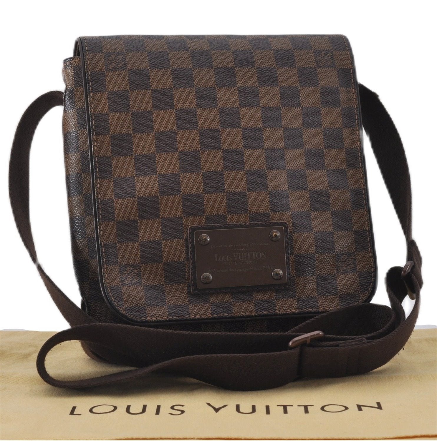 Authentic Louis Vuitton Damier Brooklyn PM Shoulder Cross Bag N51210 LV 0318F
