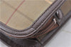 Authentic Burberrys Check Canvas Leather Clutch Hand Bag Purse Khaki 0318G