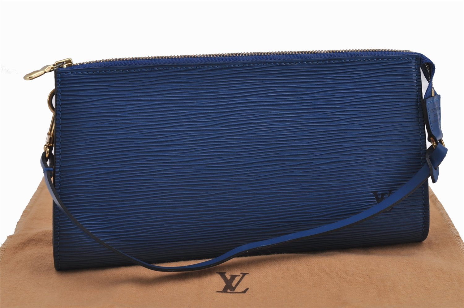 Authentic Louis Vuitton Epi Pochette Accessoires Pouch Blue M52945 LV 0319F