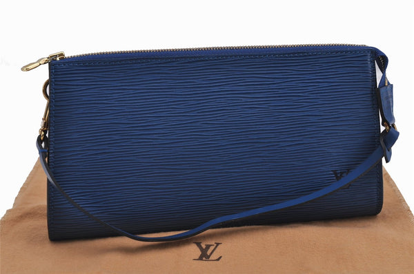 Authentic Louis Vuitton Epi Pochette Accessoires Pouch Blue M52945 LV 0319F