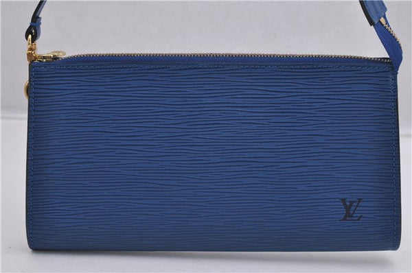 Authentic Louis Vuitton Epi Pochette Accessoires Pouch Blue M52945 LV 0319F