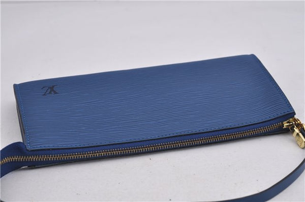 Authentic Louis Vuitton Epi Pochette Accessoires Pouch Blue M52945 LV 0319F