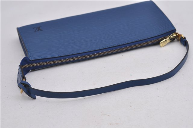 Authentic Louis Vuitton Epi Pochette Accessoires Pouch Blue M52945 LV 0319F