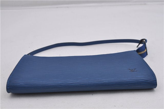 Authentic Louis Vuitton Epi Pochette Accessoires Pouch Blue M52945 LV 0319F
