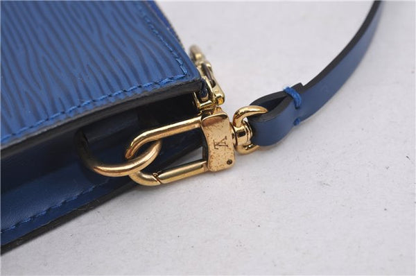 Authentic Louis Vuitton Epi Pochette Accessoires Pouch Blue M52945 LV 0319F