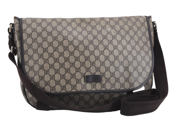 Authentic GUCCI Shoulder Cross Body Bag GG PVC Leather 201725 Brown 0321E